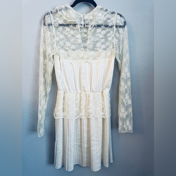 Free People Ivory Lace Wedding Pleated Dress - Picture 6 of 7